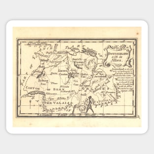 1774 Switzerland Antique Map Sticker